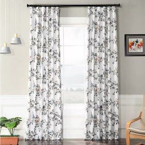 EFF Elm Blackout Window Curtain Panel With Tabs Tree Branch Leaves Gray 50"x108"
